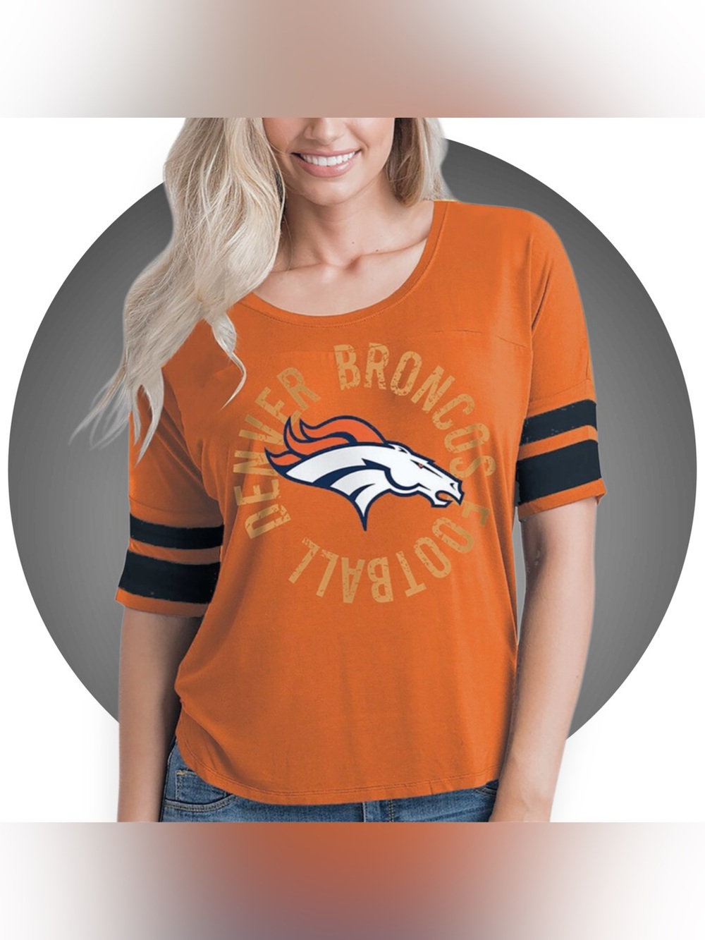 BOGO NWOT New Era Orange Denver Broncos Novelty Dolman Sleeve Scoop Tee